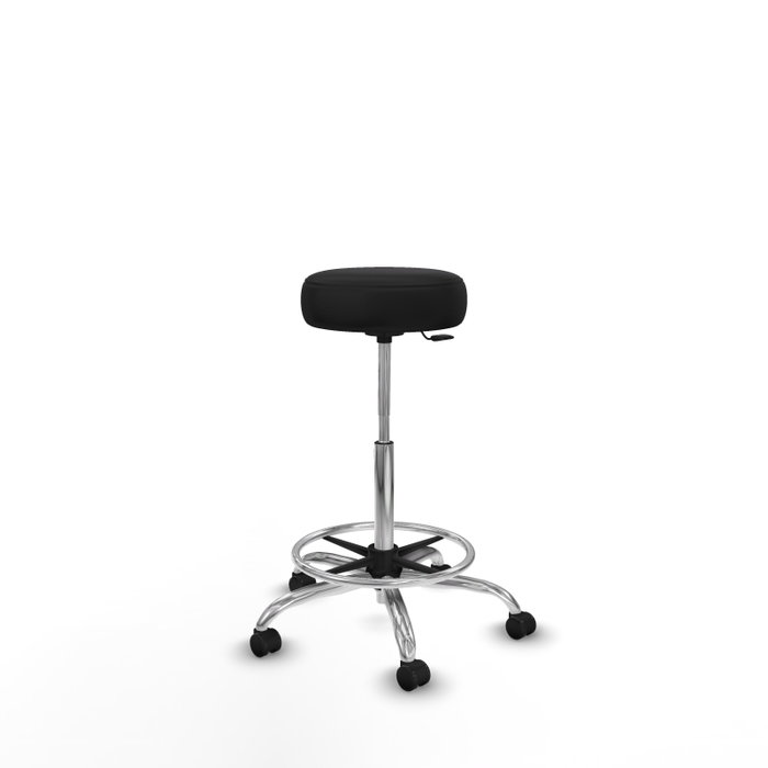 Tabouret Tolosa Pivotant Cuir écologique Non applicable Maille Noir Structure chromée Sans accoudoirs Sans appui-tête Roulettes pour moquette