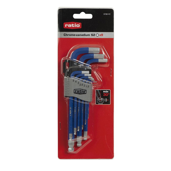 RATIO Juego 9 Llaves Allen Bola Magnetica Medidas Desde 1,5 Hasta 10Mm. Ratio RATIO Juego 9 Llaves Allen Bola Magnetica Medidas Desde 1,5 Hasta 10Mm. Ratio