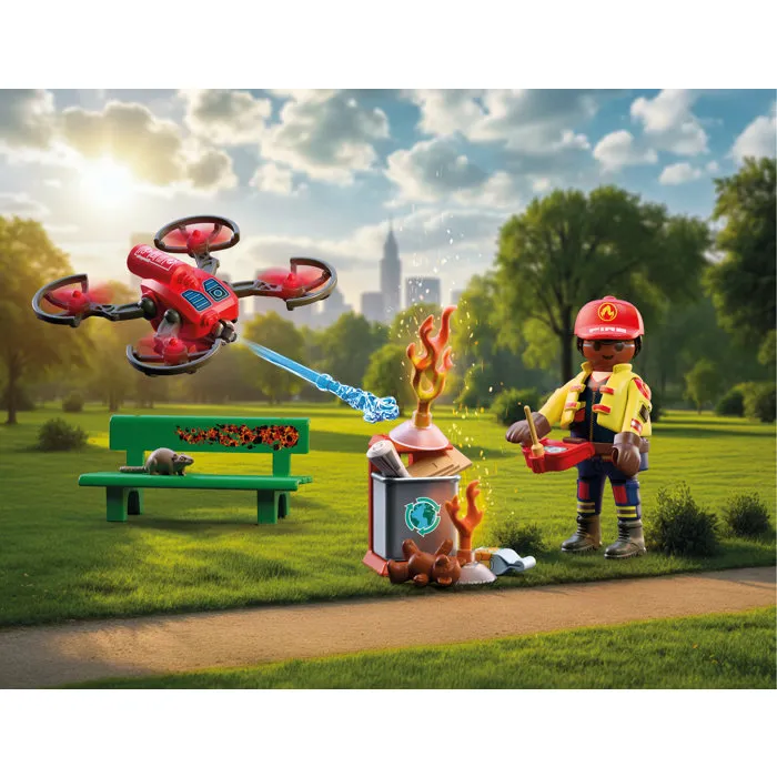 Playmobil City Action Drone de pompiers avec flèches d'eau 72197