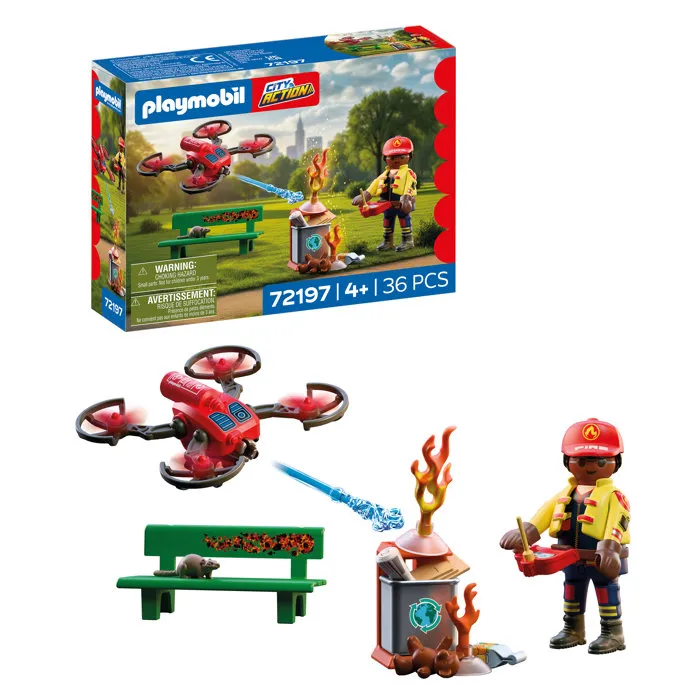 Playmobil City Action Drone de pompiers avec flèches d'eau 72197