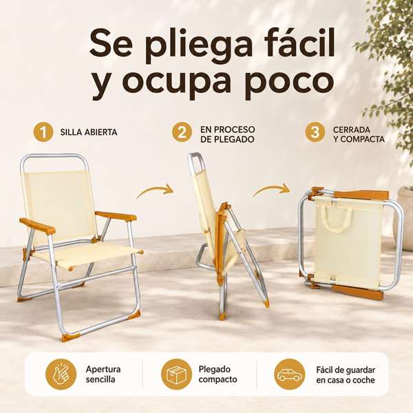 JugaToys Chaise de plage aluminium fixe arena avec poignées de transport
