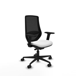 PIQUERAS Y CRESPO Chaise Mardos Synchrone Tissu Blanc et Maille Noir