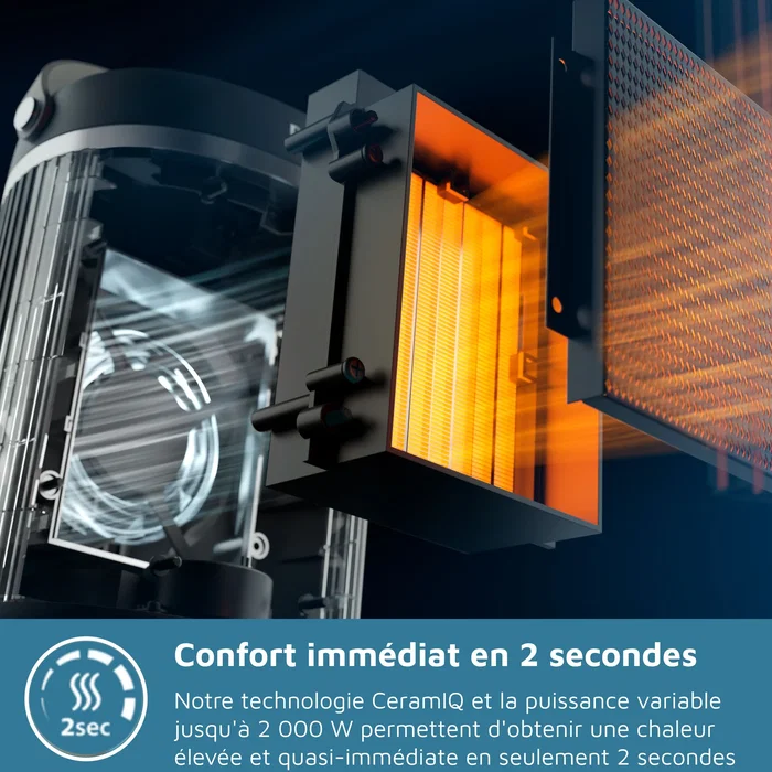 Philips Radiateur soufflant connecté Série 3000, 2000W, Gris foncé, Rond