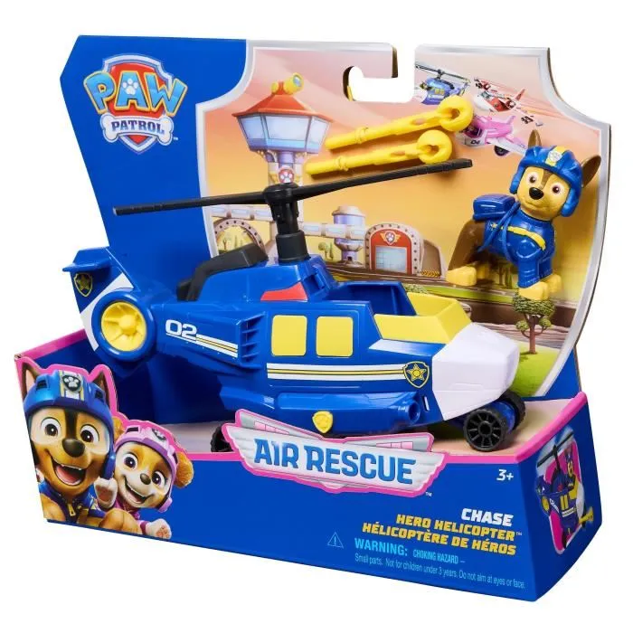 Spin Master Véhicule + Figurine Chase Air Rescue La Pat' Patrouille - Jouet transformable avec projectile - A partir de 3 ans