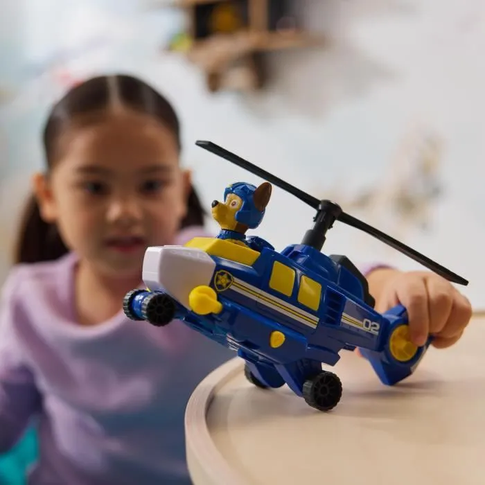 Spin Master Véhicule + Figurine Chase Air Rescue La Pat' Patrouille - Jouet transformable avec projectile - A partir de 3 ans