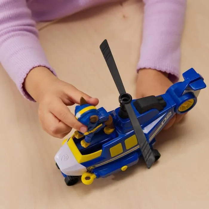 Spin Master Véhicule + Figurine Chase Air Rescue La Pat' Patrouille - Jouet transformable avec projectile - A partir de 3 ans