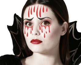 Atosa Bijoux Faciaux Adhésifs avec Larmes Sanglantes et Sourcils Marqués