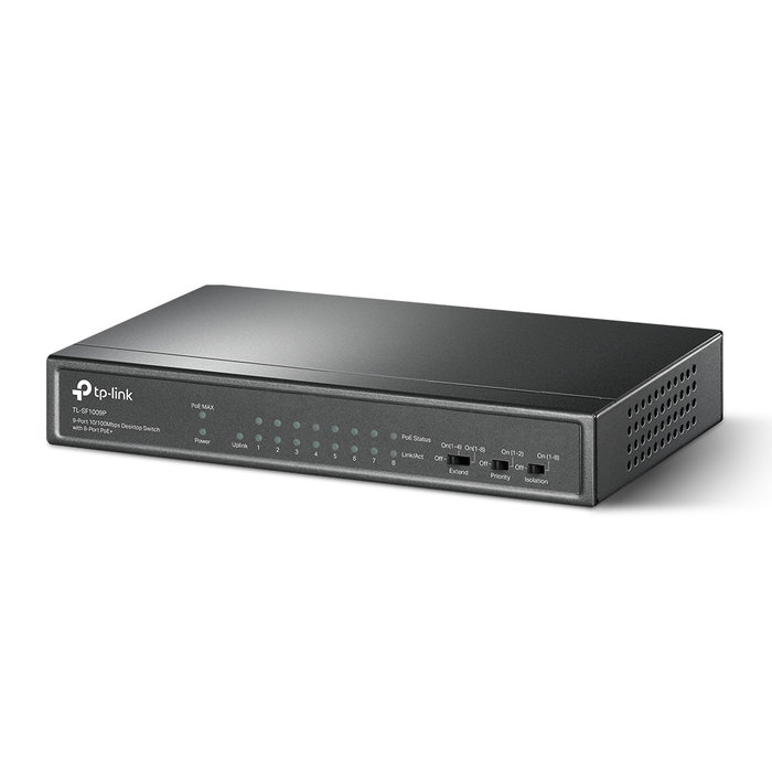 TP-Link TL-SF1009P Switch 9 ports 10/100 Mbps avec 8 ports PoE+ TP-Link TL-SF1009P Switch 9 ports 10/100 Mbps avec 8 ports PoE+