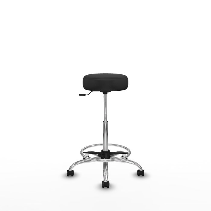 Tabouret Tolosa Pivotant Cuir écologique Non applicable Maille Gris foncé Structure chromée Sans accoudoirs Sans appui-tête Roulettes pour moquette
