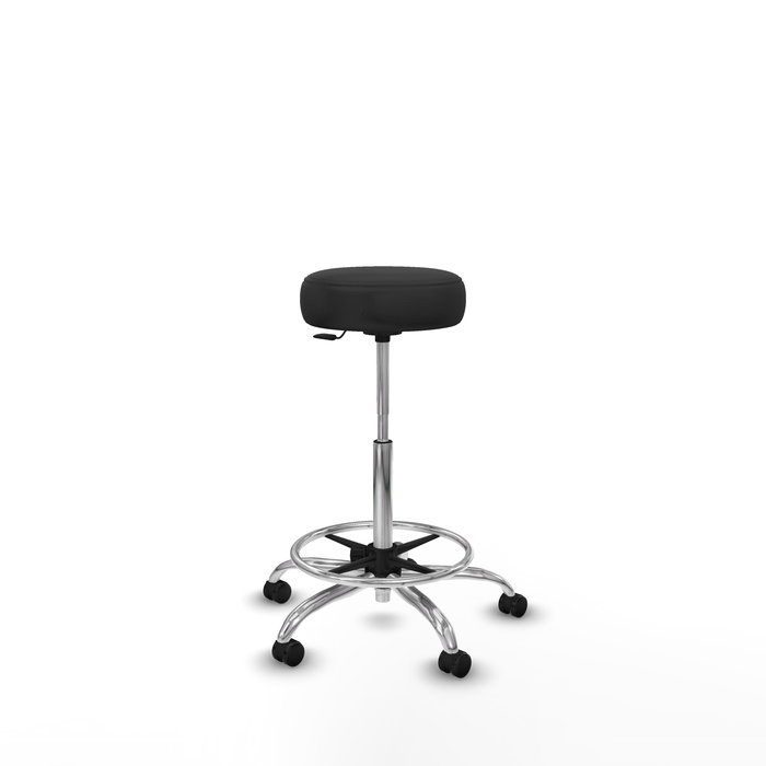 Tabouret Tolosa Pivotant Cuir écologique Non applicable Maille Gris foncé Structure chromée Sans accoudoirs Sans appui-tête Roulettes pour moquette