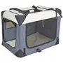 Kerbl Box de Transport pour Chien Journey, Démontable 70 x 52 x 52 cm, Nylon Résistant Lavable, Gris/Beige