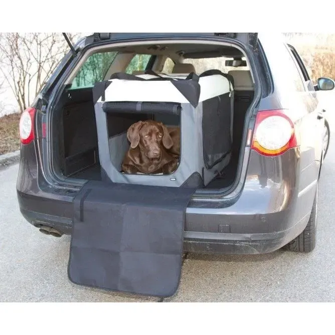Kerbl Box de Transport pour Chien Journey, Démontable 70 x 52 x 52 cm, Nylon Résistant Lavable, Gris/Beige