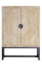 GINER Y COLOMER - Armoire 2 portes en bois de manguier et métal, finition blanc vieilli, portes sculptées, 2 étagères - 176x124x42 cm - À monter