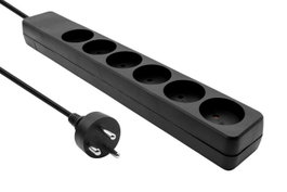 MicroConnect Multiprise danoise 6 prises noire 10 m