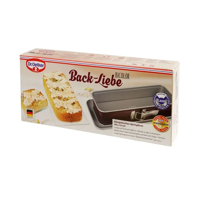 Dr. Oetker Lot de 2 Moules à Cake à Charnière Back-Liebe Bicolor, Acier Antiadhésif, 30 x 12 cm, pour Cakes Sucrés et Salés