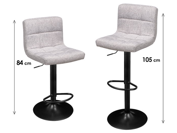 GIFTDECOR Lot de 2 Tabourets Rembourrés avec Dossier Gris GIFTDECOR Lot de 2 Tabourets Rembourrés avec Dossier Gris