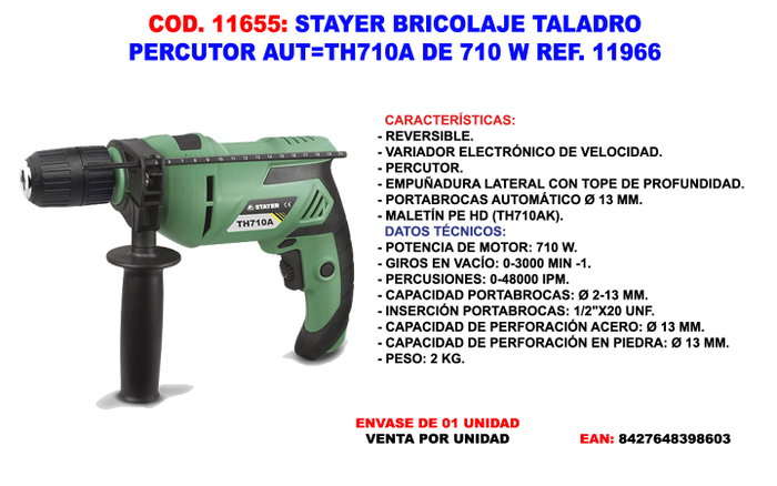 STAYER Perforateur TH710A 710W STAYER Perforateur TH710A 710W