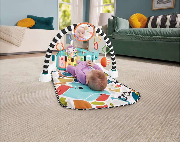 Fisher-Price Tapis d'activités pour bébé avec piano, Kick & Play, lumières et sons - Tapis de jeu pour nourrissons dès 1 mois Fisher-Price Tapis d'activités pour bébé avec piano, Kick & Play, lumières et sons - Tapis de jeu pour nourrissons dès 1 mois