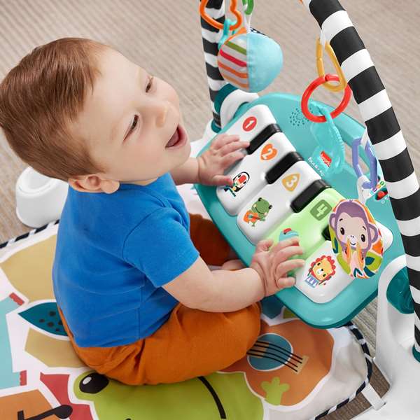 Fisher-Price Tapis d'activités pour bébé avec piano, Kick & Play, lumières et sons - Tapis de jeu pour nourrissons dès 1 mois Fisher-Price Tapis d'activités pour bébé avec piano, Kick & Play, lumières et sons - Tapis de jeu pour nourrissons dès 1 mois