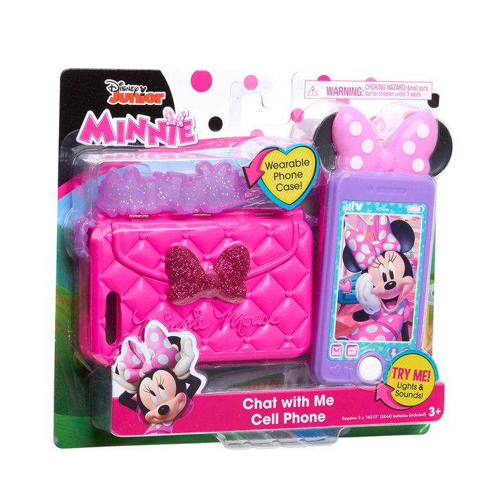 Just Play Téléphone Mobile Minnie Mouse Chat With Me 89876 - Jouet avec Sons et Lumières, Multilingue (Anglais, Français, Allemand, Italien, Portugais, Espagnol)