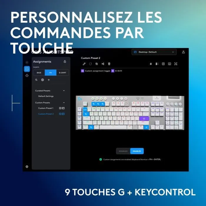 Logitech G - Clavier Gamer Sans Fil Mécanique G915 X AZERTY Rétroéclairé - Tactile - 810 g - LIGHTSPEED - Blanc