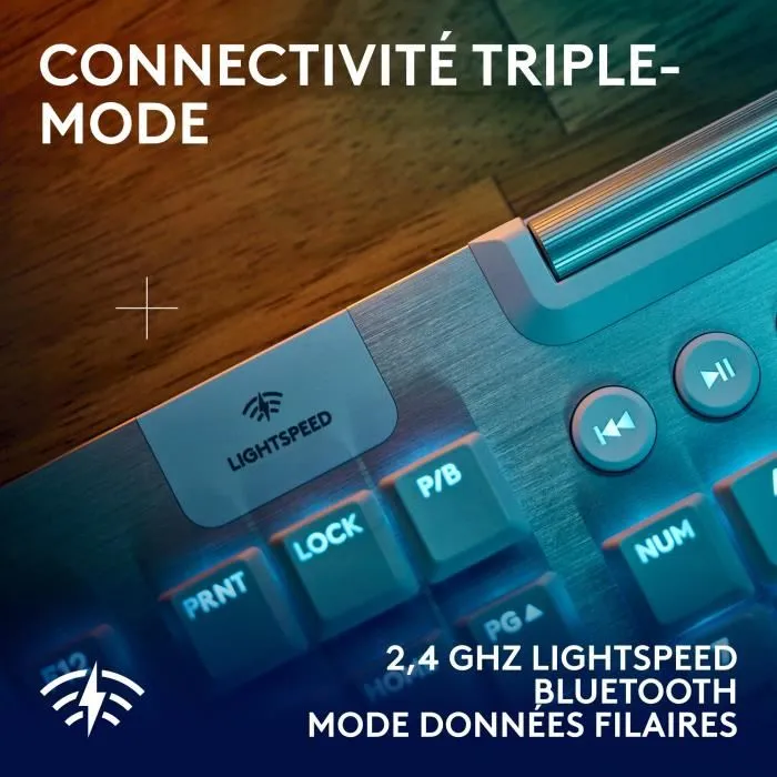 Logitech G - Clavier Gamer Sans Fil Mécanique G915 X AZERTY Rétroéclairé - Tactile - 810 g - LIGHTSPEED - Blanc