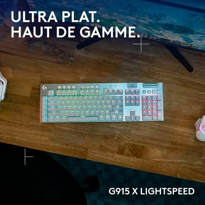 Logitech G G915 X Clavier Gamer Sans Fil Tactile AZERTY Blanc Logitech G G915 X Clavier Gamer Sans Fil Tactile AZERTY Blanc