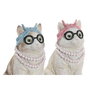 Home ESPRIT Figurine Décorative Chat Bleu Blanc Rose (2 Unités)