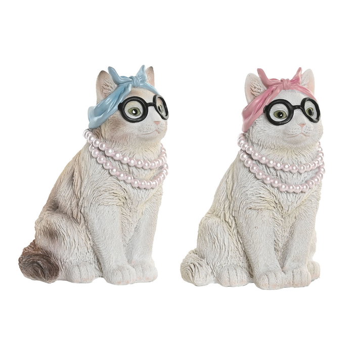 Home ESPRIT Figurine Décorative Chat Bleu Blanc Rose (2 Unités) Home ESPRIT Figurine Décorative Chat Bleu Blanc Rose (2 Unités)