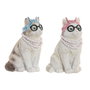Home ESPRIT Figurine Décorative Chat Bleu Blanc Rose (2 Unités)