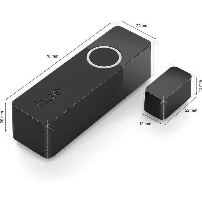 Philips Hue Capteur de contact Secure pour porte ou fenêtre, installation facile, contrôle via application Hue, design fin et flexible, couleur Noir