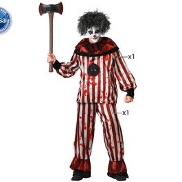 Déguisement Halloween Effrayant pour Homme Adulte Taille XL - Tenue de Clown Rouge avec Rayures, Composante : Pantalon et Camisette en Polyester