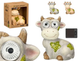 Ibergarden Figurine Solaire Vache Céramique Beige Vert Gris 18x21x13 cm Assortiment Aléatoire (Set de 12)