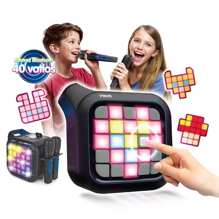 V-Tech Enceinte Karaoke Bluetooth avec Lumières Disco, 40 W, 2 Microphones Sans Fil, Fonctions Chœurs et Changement de Voix - Modèle 80-581767 V-Tech Enceinte Karaoke Bluetooth avec Lumières Disco, 40 W, 2 Microphones Sans Fil, Fonctions Chœurs et Changement de Voix - Modèle 80-581767