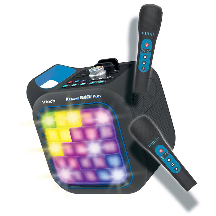 V-Tech Enceinte Karaoke Bluetooth avec Lumières Disco, 40 W, 2 Microphones Sans Fil, Fonctions Chœurs et Changement de Voix - Modèle 80-581767 V-Tech Enceinte Karaoke Bluetooth avec Lumières Disco, 40 W, 2 Microphones Sans Fil, Fonctions Chœurs et Changement de Voix - Modèle 80-581767
