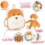 PERLETTI Mochila reversible pour enfant avec peluche ours Benji 25 cm - Taille 25x22x5 cm