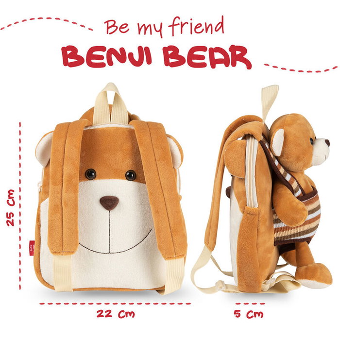 PERLETTI Mochila reversible pour enfant avec peluche ours Benji 25 cm - Taille 25x22x5 cm PERLETTI Mochila reversible pour enfant avec peluche ours Benji 25 cm - Taille 25x22x5 cm