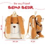 PERLETTI Mochila reversible pour enfant avec peluche ours Benji 25 cm - Taille 25x22x5 cm
