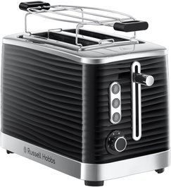 Russell Hobbs 24371-56 Inspire - Tostador Inspire Noir - Tostadora 2 Ranuras, Niveau de Tissage Réglable, Fonctions Décongélation et Réchauffage, Plateau à Miettes Amovible
