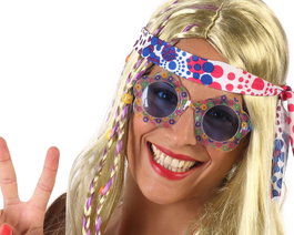 atosa Lunettes Fleurs Hippie Bleu Femme Adulte