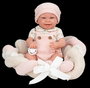 Muñecas Arias - Poupée Elegance 42 cm Zoe Rose avec coussin, corps en vinyle, fille