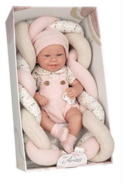 Muñecas Arias - Poupée Elegance 42 cm Zoe Rose avec coussin, corps en vinyle, fille