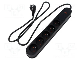 PLASTROL Multiprise parafoudre avec 5 prises et cordon de 3m, noir