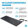 HP Clavier filaire ergonomique HP 150 - Clavier AZERTY Français avec pavé numérique, témoins LED et garantie de 2 ans