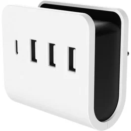 GAO - Chargeur Mural 4 Ports USB (3 USB-A, 1 USB-C) Charge Rapide 4.8A Total, Entrée 100-240V, pour Voyage et Bureau