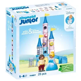 Playmobil 71457 - Junior Disney Princesses - Château de Cendrillon avec toboggan et tours empilables - Jeu de construction enfant à partir de 12 mois