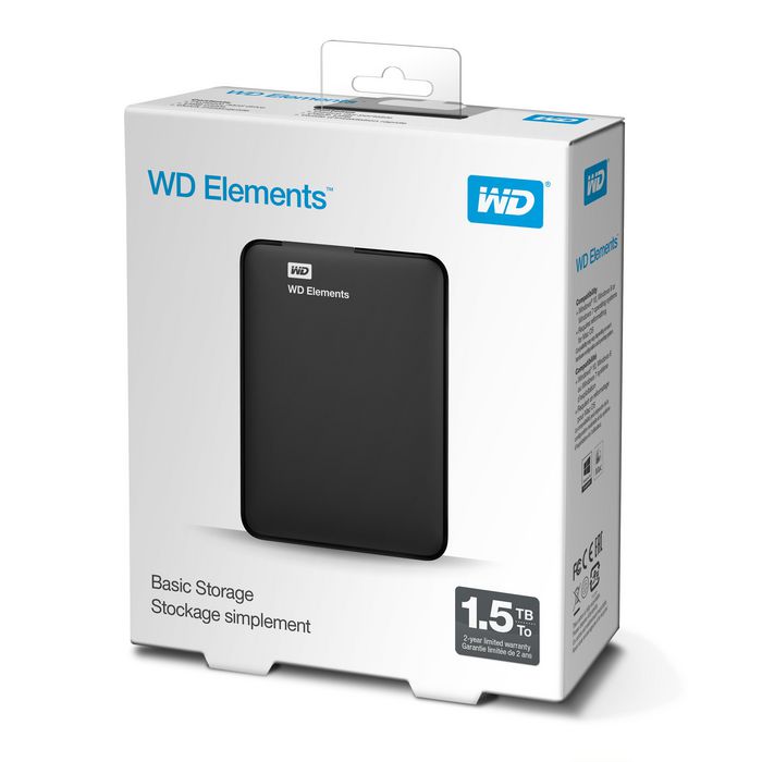 Western Digital Disque dur portable 1.5 To (1.5 TB) - 2.5" - USB 3.0 Micro-B - Pour PC Windows - Design léger 230g