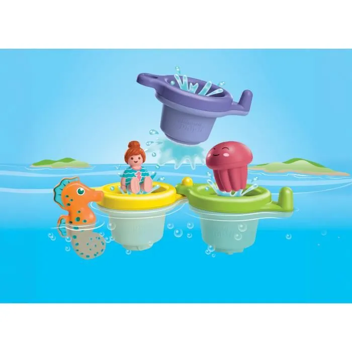 Playmobil 71776 Junior Aqua & Tinti - Ensemble de bain flottant avec tasses, animaux marins et personnage - Jouet pour bébé dès 12 mois - 6 pièces Playmobil 71776 Junior Aqua & Tinti - Ensemble de bain flottant avec tasses, animaux marins et personnage - Jouet pour bébé dès 12 mois - 6 pièces