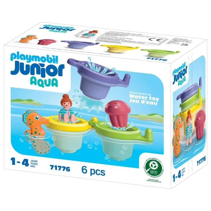 Playmobil 71776 Junior Aqua & Tinti - Ensemble de bain flottant avec tasses, animaux marins et personnage - Jouet pour bébé dès 12 mois - 6 pièces Playmobil 71776 Junior Aqua & Tinti - Ensemble de bain flottant avec tasses, animaux marins et personnage - Jouet pour bébé dès 12 mois - 6 pièces