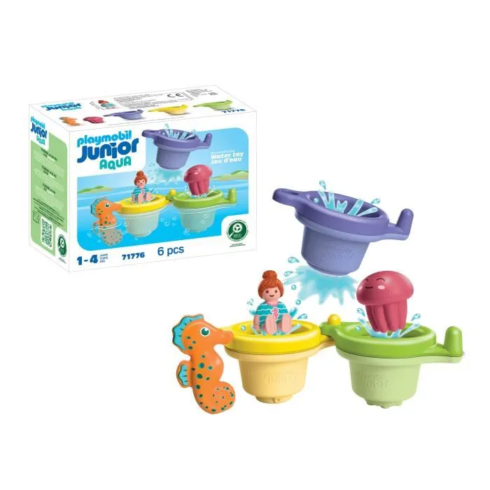 Playmobil 71776 Junior Aqua & Tinti - Ensemble de bain flottant avec tasses, animaux marins et personnage - Jouet pour bébé dès 12 mois - 6 pièces Playmobil 71776 Junior Aqua & Tinti - Ensemble de bain flottant avec tasses, animaux marins et personnage - Jouet pour bébé dès 12 mois - 6 pièces